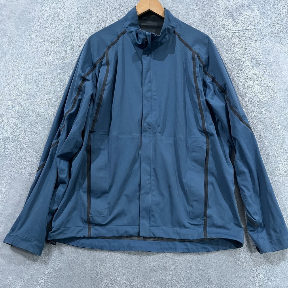 Nike Golf Fit Storm Rain Jacket Mens XL Blue Raglan Sleeve Logo Water Resistant